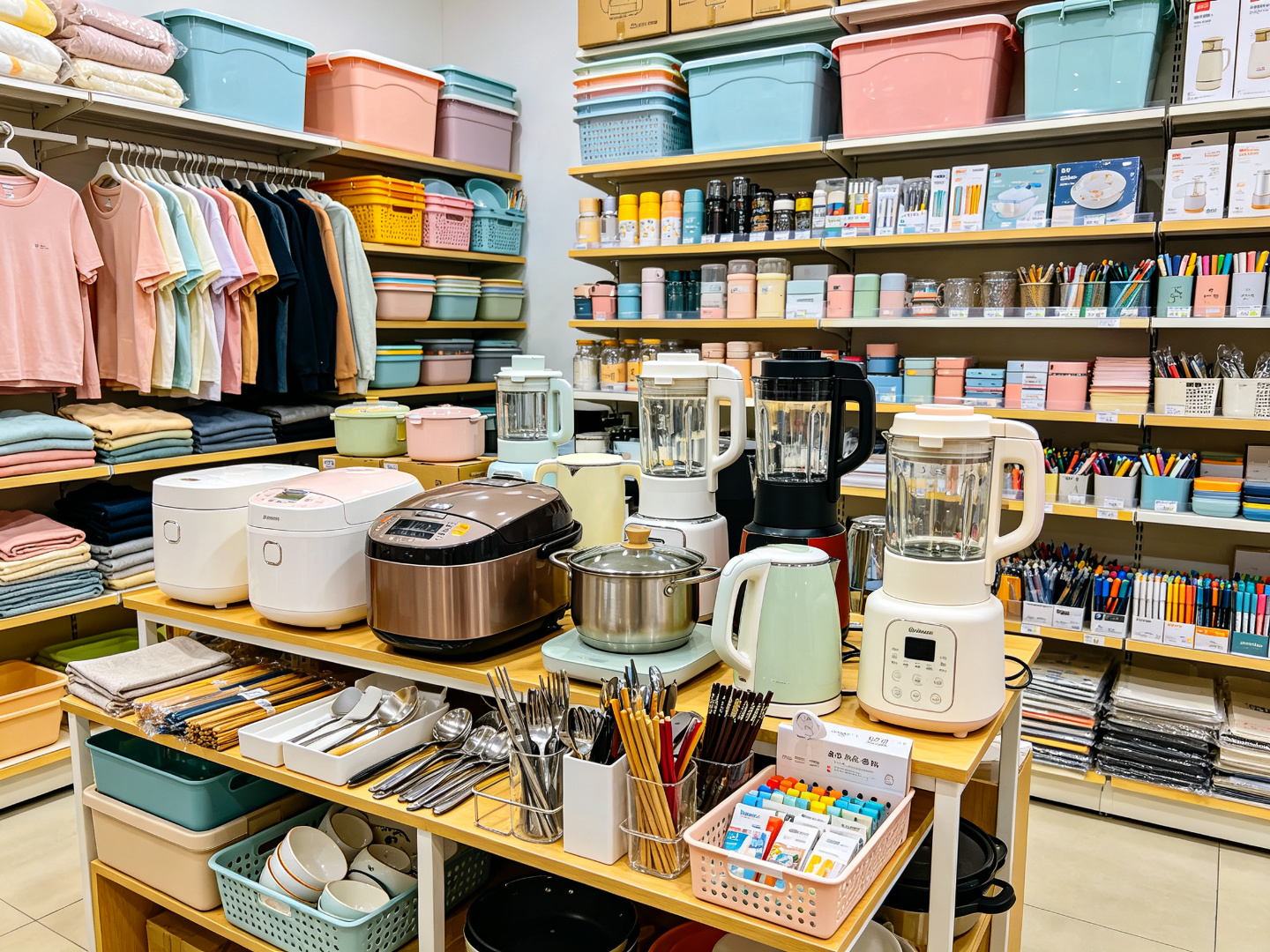 Home appliances, electronics, kitchenware, clothing and general merchandise products